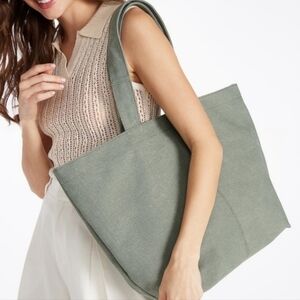 Justfab Iceberg Green Classic Canvas Fabric Tote Weekender Bag